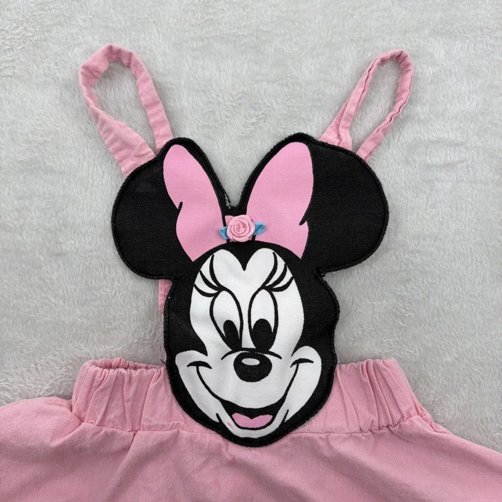 VTG Pink Disney Minnie Mouse Dress Girls Youth 6 USA 80s 90s Micky And Friends - Picture 3 of 12